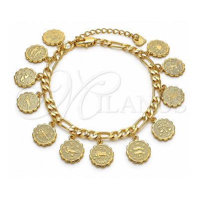 Oro Laminado Charm Bracelet, Gold Filled Style Polished, Golden Finish, 03.351.0069.08 (04 MM Thickness, 8 Inches Length)