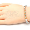Oro Laminado Bracelet Rosary, Gold Filled Style Diamond Cutting Finish, Tricolor, 03.351.0070.07