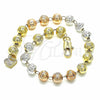 Oro Laminado Bracelet Rosary, Gold Filled Style Diamond Cutting Finish, Tricolor, 03.351.0070.07
