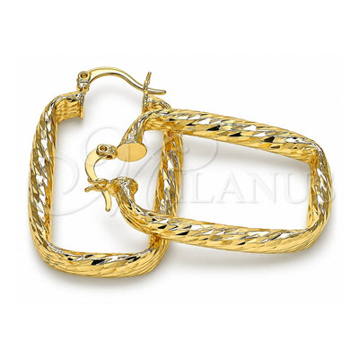 Oro Laminado Small Hoop, Gold Filled Style Hollow Design, Diamond Cutting Finish, Golden Finish, 02.170.0292.25