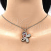 Oro Laminado Pendant Necklace, Gold Filled Style Butterfly Design, with Multicolor Cubic Zirconia and White Micro Pave, Polished, Golden Finish, 04.323.0012.20 (02 MM Thickness, 20 Inches Length)
