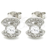 Sterling Silver Stud Earring, with White Cubic Zirconia, Polished, Rhodium Finish, 02.369.0006