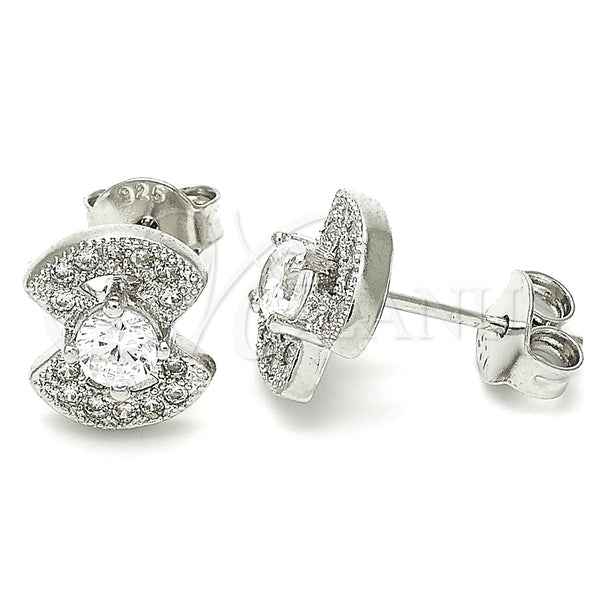 Sterling Silver Ring — Stud Earring with White Cubic Zirconia Polished 02. — main product view — SKU 129725 | Plata 925 anillo — Stud Earring with blanco Cubic Zirconia pulido 02. — SKU 129725