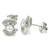 Sterling Silver Stud Earring, with White Cubic Zirconia, Polished, Rhodium Finish, 02.369.0006