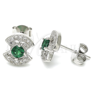 Sterling Silver Ring — Stud Earring with Green and White Cubic Zirconia — main product view — SKU 129726 | Plata 925 anillo — Stud Earring with Green and blanco Cubic Zirconia — SKU 129726
