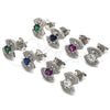 Sterling Silver Stud Earring, with Ruby and White Cubic Zirconia, Polished, Rhodium Finish, 02.369.0006.2