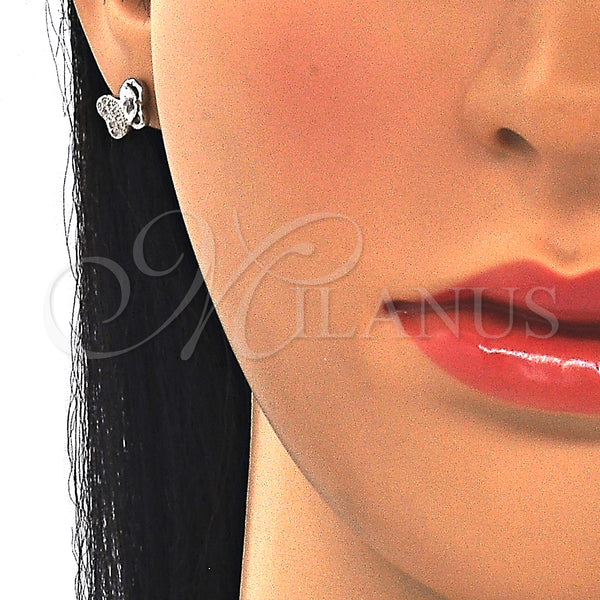Sterling Silver Ring — Stud Earring Butterfly Design with White Cubic Zirconia — alternate product view — SKU 129729 | Plata 925 anillo — Stud Earring Butterfly diseño with blanco Cubic Zirconia — SKU 129729