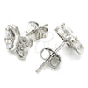 Sterling Silver Stud Earring, Butterfly Design, with White Cubic Zirconia and White Micro Pave, Polished, Rhodium Finish, 02.369.0007