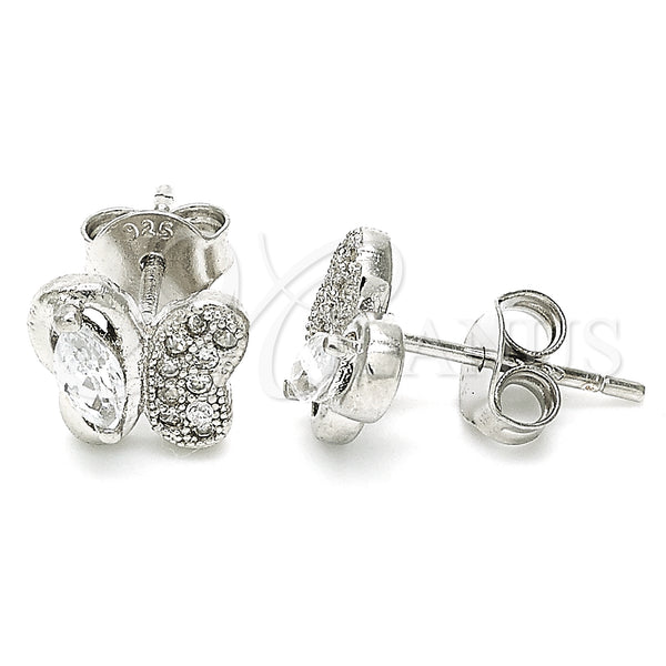 Sterling Silver Ring — Stud Earring Butterfly Design with White Cubic Zirconia — main product view — SKU 129729 | Plata 925 anillo — Stud Earring Butterfly diseño with blanco Cubic Zirconia — SKU 129729
