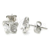 Sterling Silver Stud Earring, Butterfly Design, with White Cubic Zirconia and White Micro Pave, Polished, Rhodium Finish, 02.369.0007