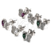 Sterling Silver Stud Earring, Butterfly Design, with White Cubic Zirconia and White Micro Pave, Polished, Rhodium Finish, 02.369.0007