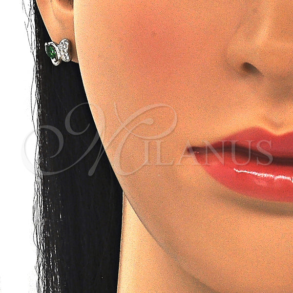 Sterling Silver Ring — Stud Earring Butterfly Design with Green Cubic Zirconia — alternate product view — SKU 129731 | Plata 925 anillo — Stud Earring Butterfly diseño with Green Cubic Zirconia — SKU 129731