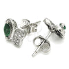 Sterling Silver Stud Earring, Butterfly Design, with Green Cubic Zirconia and White Micro Pave, Polished, Rhodium Finish, 02.369.0007.2
