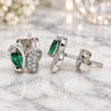 Sterling Silver Stud Earring, Butterfly Design, with Green Cubic Zirconia and White Micro Pave, Polished, Rhodium Finish, 02.369.0007.2