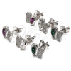 Sterling Silver Stud Earring, Butterfly Design, with Green Cubic Zirconia and White Micro Pave, Polished, Rhodium Finish, 02.369.0007.2