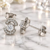 Sterling Silver Stud Earring, with White Cubic Zirconia, Polished, Rhodium Finish, 02.369.0008