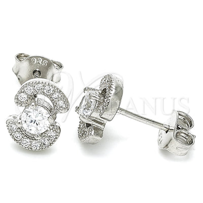 Sterling Silver Stud Earring, with White Cubic Zirconia, Polished, Rhodium Finish, 02.369.0008 for wholesale, main product view