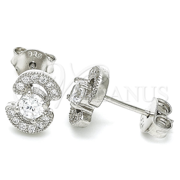 Sterling Silver Ring — Stud Earring with White Cubic Zirconia Polished 02. — main product view — SKU 129732 | Plata 925 anillo — Stud Earring with blanco Cubic Zirconia pulido 02. — SKU 129732