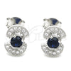 Sterling Silver Stud Earring, with Sapphire Blue and White Cubic Zirconia, Polished, Rhodium Finish, 02.369.0008.3
