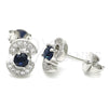 Sterling Silver Stud Earring, with Sapphire Blue and White Cubic Zirconia, Polished, Rhodium Finish, 02.369.0008.3