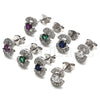 Sterling Silver Stud Earring, with Sapphire Blue and White Cubic Zirconia, Polished, Rhodium Finish, 02.369.0008.3