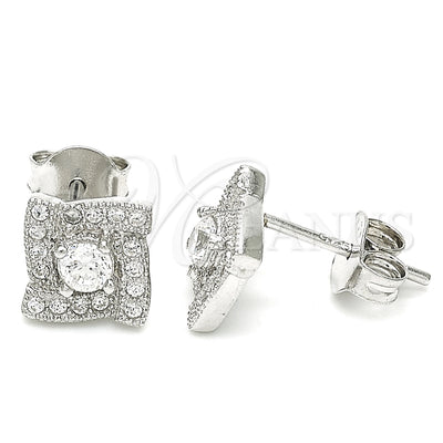 Sterling Silver Stud Earring, with White Cubic Zirconia, Polished, Rhodium Finish, 02.369.0010 for wholesale, main product view