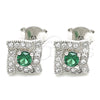 Sterling Silver Stud Earring, with Green and White Cubic Zirconia, Polished, Rhodium Finish, 02.369.0010.1