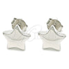 Sterling Silver Stud Earring, Star Design, Polished, Rhodium Finish, 02.369.0017