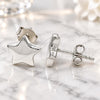 Sterling Silver Stud Earring, Star Design, Polished, Rhodium Finish, 02.369.0017