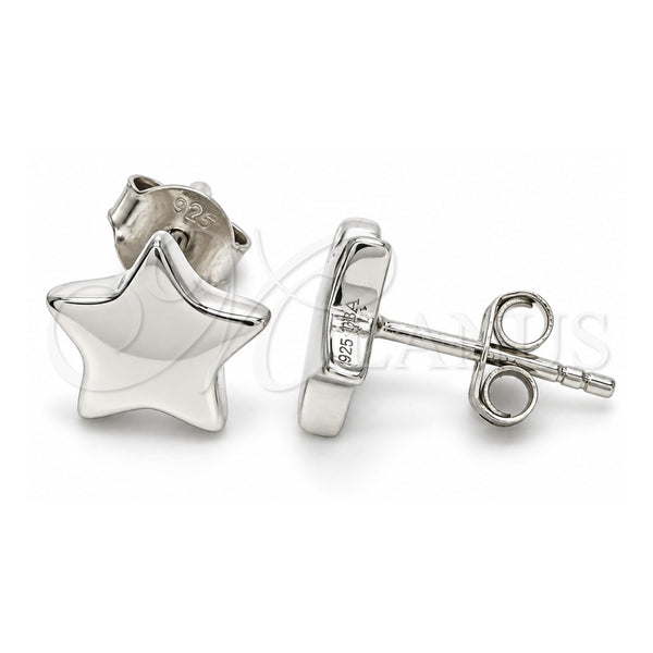 Sterling Silver Stud Earring, Star Design, Polished, Rhodium Finish, 02.369.0017