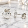 Sterling Silver Stud Earring, Heart Design, Polished, Rhodium Finish, 02.369.0019