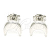 Sterling Silver Stud Earring, Moon Design, Polished, Rhodium Finish, 02.369.0026