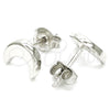 Sterling Silver Stud Earring, Moon Design, Polished, Rhodium Finish, 02.369.0026