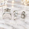 Sterling Silver Stud Earring, Moon Design, Polished, Rhodium Finish, 02.369.0026