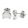 Sterling Silver Stud Earring, Moon Design, Polished, Rhodium Finish, 02.369.0026