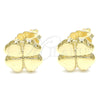 Sterling Silver Stud Earring, Four-leaf Clover Design, Polished, Golden Finish, 02.369.0027.1