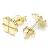 Sterling Silver Stud Earring, Four-leaf Clover Design, Polished, Golden Finish, 02.369.0027.1