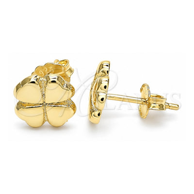 Sterling Silver Stud Earring, Four-leaf Clover Design, Polished, Golden Finish, 02.369.0027.1