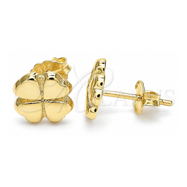Sterling Silver Stud Earring, Four-leaf Clover Design, Polished, Golden Finish, 02.369.0027.1