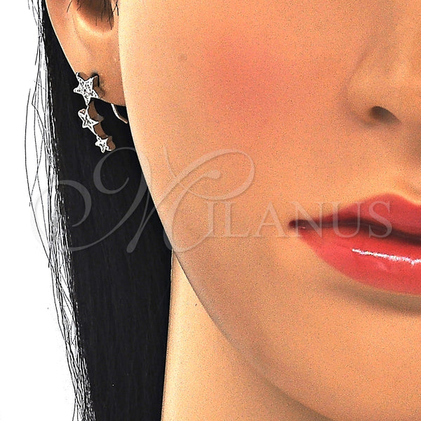 Sterling Silver Ring — Stud Earring Star Design with White Micro Pave — alternate product view — SKU 129770 | Plata 925 anillo — Stud Earring estrella diseño with blanco Micro Pave — SKU 129770