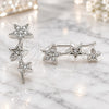 Sterling Silver Stud Earring, Star Design, with White Micro Pave, Polished, Rhodium Finish, 02.369.0031