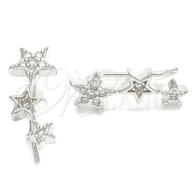 Sterling Silver Stud Earring, Star Design, with White Micro Pave, Polished, Rhodium Finish, 02.369.0031 for wholesale, main product view