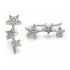 Sterling Silver Stud Earring, Star Design, with White Micro Pave, Polished, Rhodium Finish, 02.369.0031