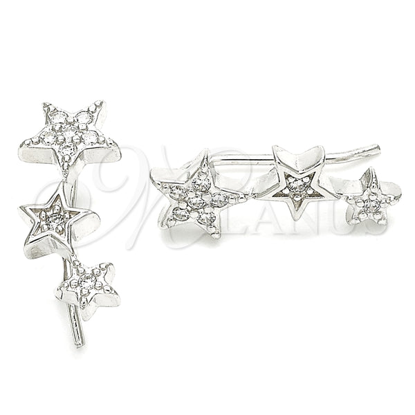 Sterling Silver Ring — Stud Earring Star Design with White Micro Pave — main product view — SKU 129770 | Plata 925 anillo — Stud Earring estrella diseño with blanco Micro Pave — SKU 129770