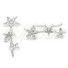 Sterling Silver Stud Earring, Star Design, with White Micro Pave, Polished, Rhodium Finish, 02.369.0031