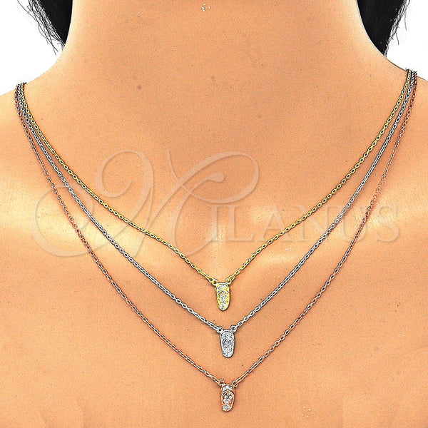 Sterling Silver Necklace — Pendant Necklace Shoes Design with White Cubic Zirconia — alternate product view — SKU 129775 | Plata 925 collar — Pendant Necklace Shoes diseño with blanco Cubic Zirconia — SKU 129775
