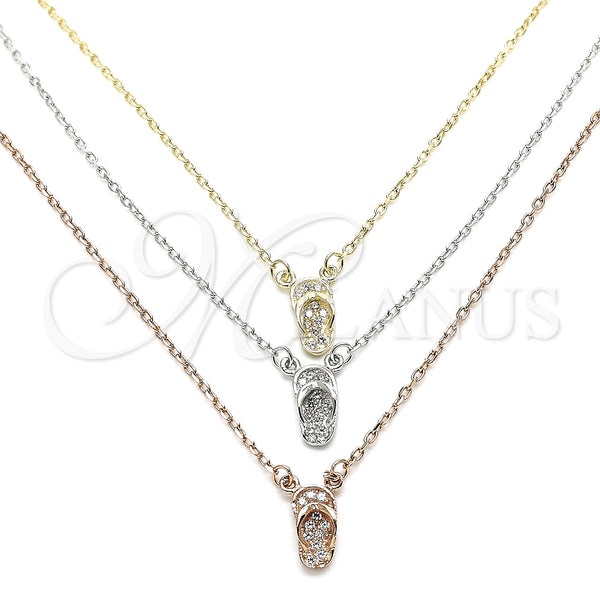 Sterling Silver Necklace — Pendant Necklace Shoes Design with White Cubic Zirconia — main product view — SKU 129775 | Plata 925 collar — Pendant Necklace Shoes diseño with blanco Cubic Zirconia — SKU 129775