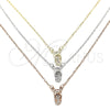Sterling Silver Pendant Necklace, Shoes Design, with White Cubic Zirconia, Polished, Tricolor, 04.369.0001.18 (01 MM Thickness, 18 Inches Length)