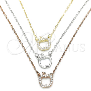 Sterling Silver Necklace — Pendant Necklace Apple Design with White Cubic Zirconia — main product view — SKU 129776 | Plata 925 collar — Pendant Necklace Apple diseño with blanco Cubic Zirconia — SKU 129776