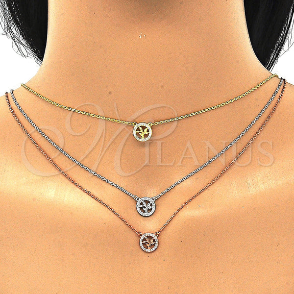 Sterling Silver Necklace — Pendant Necklace Tree Design with White Cubic Zirconia — alternate product view — SKU 129777 | Plata 925 collar — Pendant Necklace Tree diseño with blanco Cubic Zirconia — SKU 129777